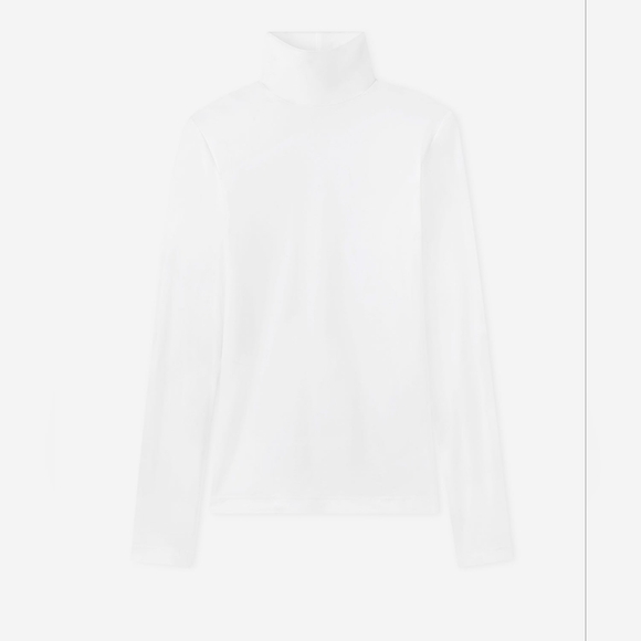 St John Caviar White Long Sleeve T-Neck Shell Size Small $295